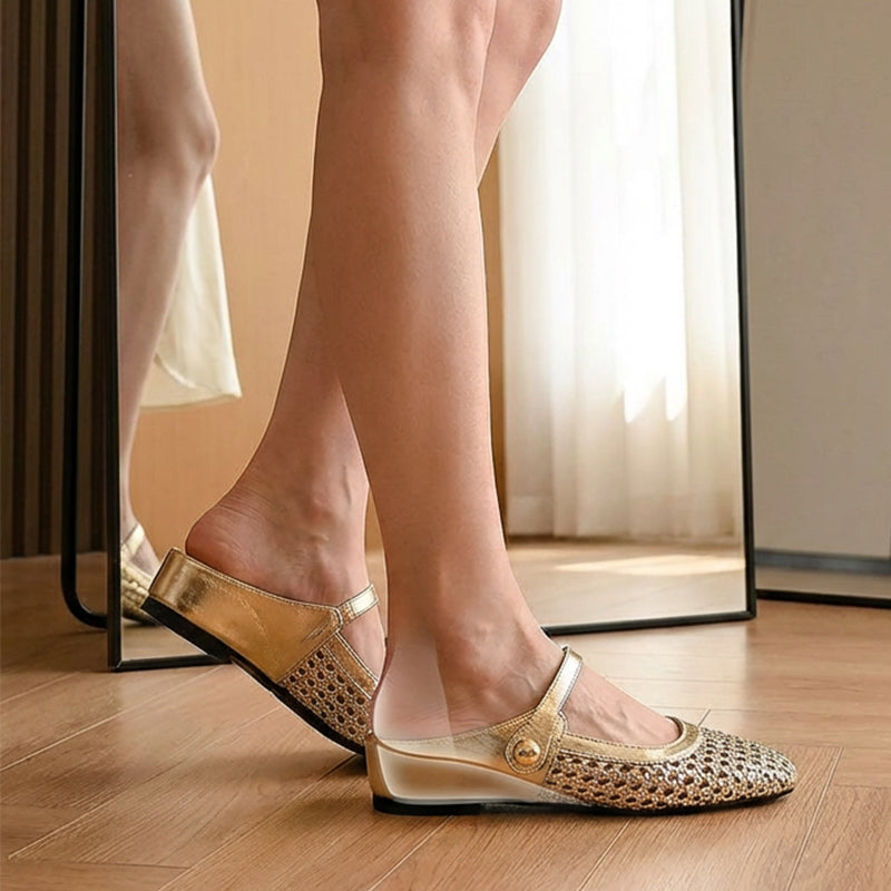 👡55% off!☁️Women's Woven Square-Toe Mary Jane Mules