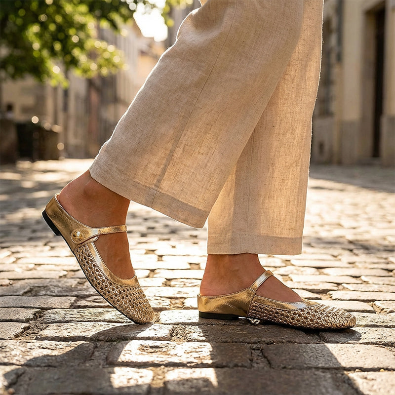 👡55% off!☁️Women's Woven Square-Toe Mary Jane Mules
